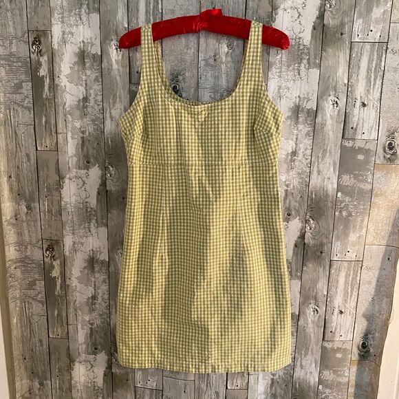 VTG Levi's green plaid denim sleeveless mini dress S - Picture 1 of 6